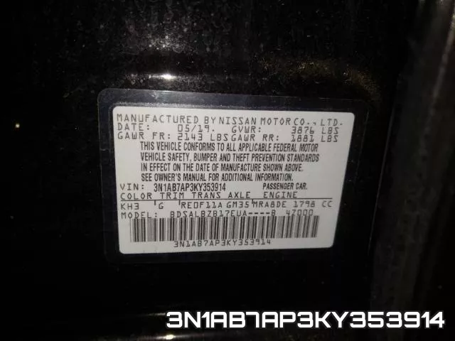 3N1AB7AP3KY353914 фото 2