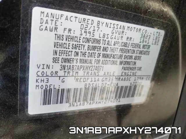 3N1AB7APXHY274071 фото 2