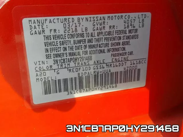 3N1CB7AP0HY291468 фото 2
