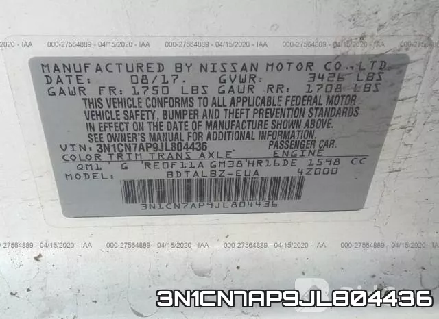 3N1CN7AP9JL804436 фото 10