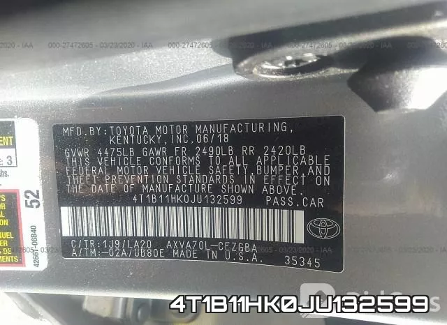 4T1B11HK0JU132599 фото 10