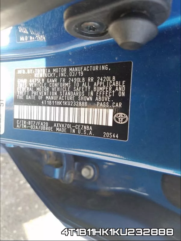 4T1B11HK1KU232888 фото 2