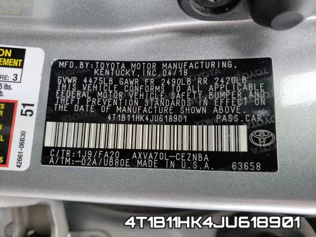 4T1B11HK4JU618901 фото 2