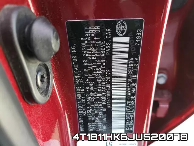 4T1B11HK6JU520078 фото 2