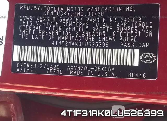 4T1F31AK0LU526399 фото 10