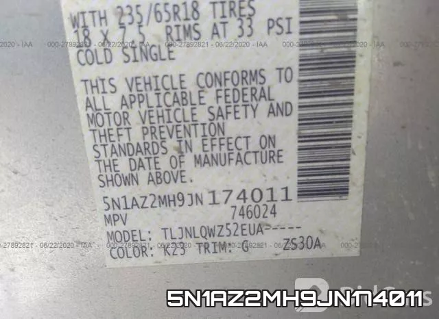 5N1AZ2MH9JN174011 фото 9