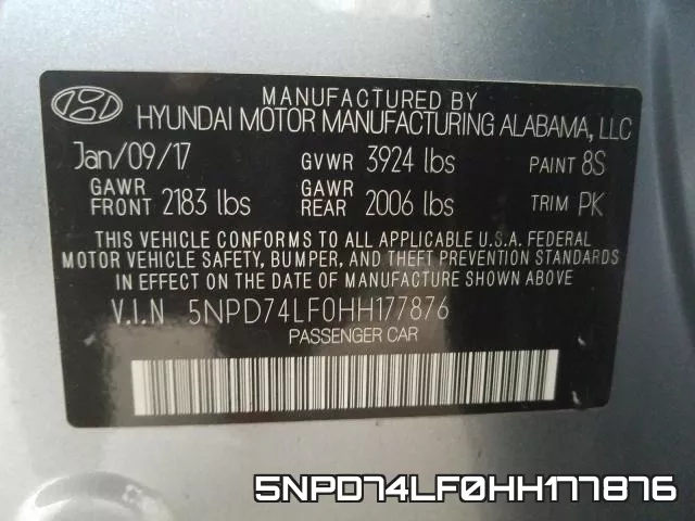 5NPD74LF0HH177876 фото 2