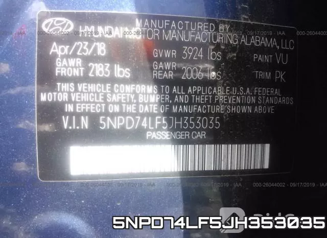 5NPD74LF5JH353035 фото 10