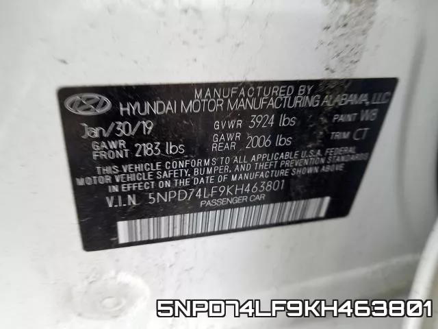 5NPD74LF9KH463801 фото 2