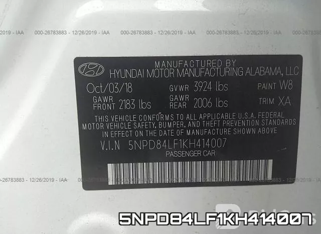 5NPD84LF1KH414007 фото 10