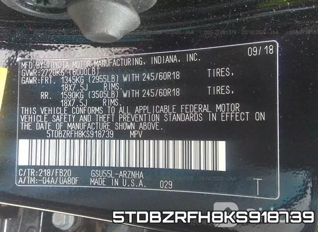 5TDBZRFH8KS918739 фото 10