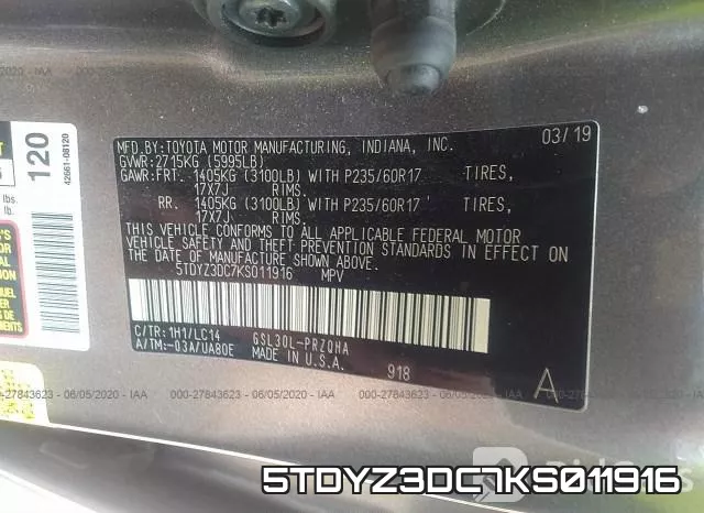 5TDYZ3DC7KS011916 фото 10