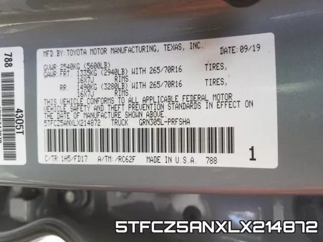 5TFCZ5ANXLX214872 фото 2