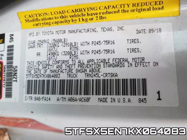 5TFSX5EN7KX064083 фото 2