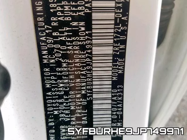 5YFBURHE9JP749971 фото 2