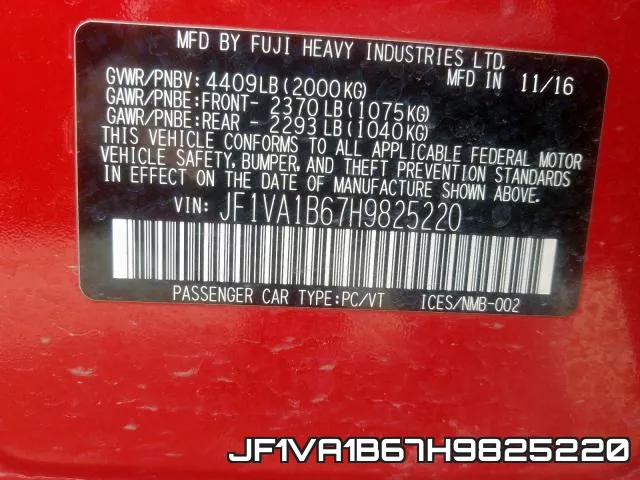 JF1VA1B67H9825220 фото 2