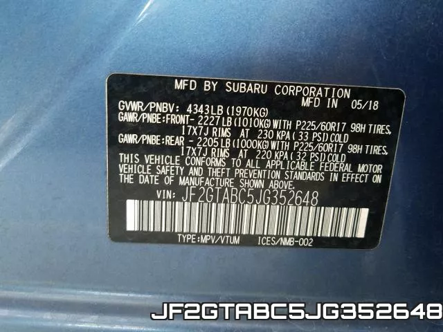 JF2GTABC5JG352648 фото 2
