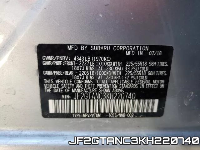 JF2GTANC3KH220740 фото 2