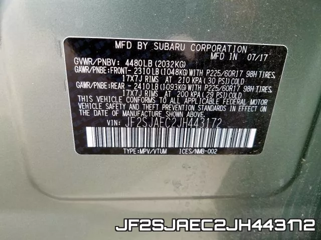 JF2SJAEC2JH443172 фото 2