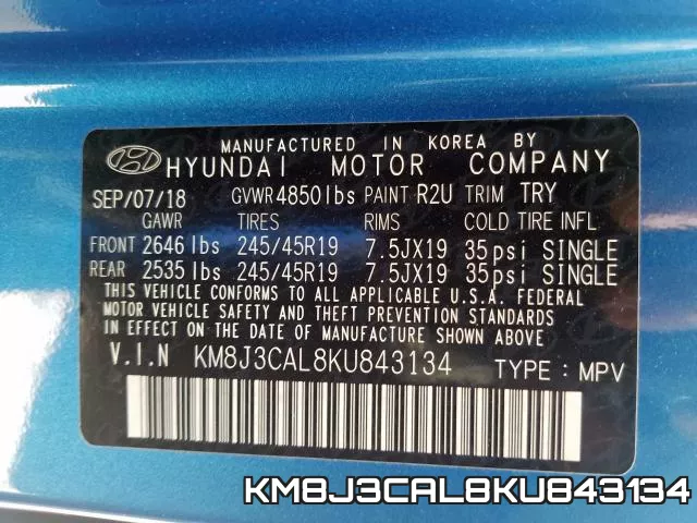 KM8J3CAL8KU843134 фото 2