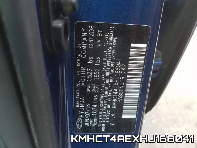 KMHCT4AEXHU168041 фото 2