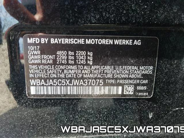 WBAJA5C5XJWA37075 фото 2