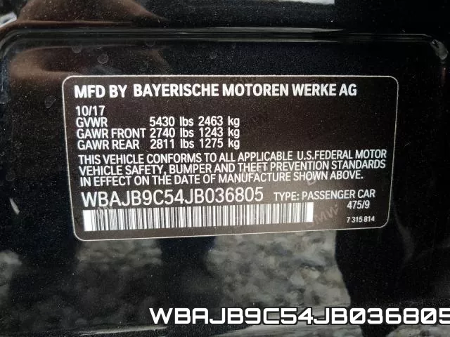 WBAJB9C54JB036805 фото 2