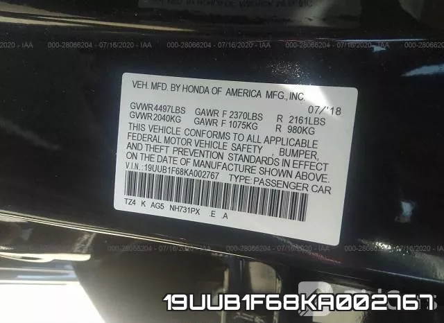 19UUB1F68KA002767 фото 10