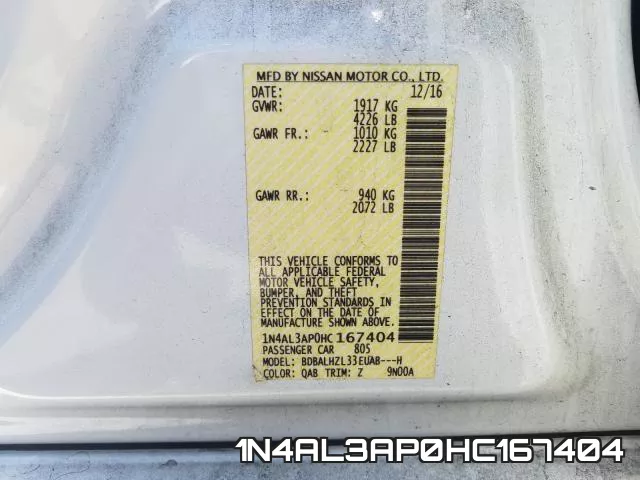 1N4AL3AP0HC167404 фото 2