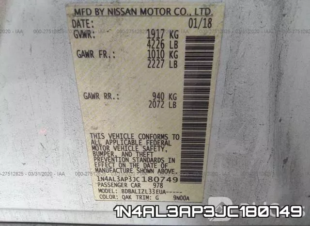 1N4AL3AP3JC180749 фото 10