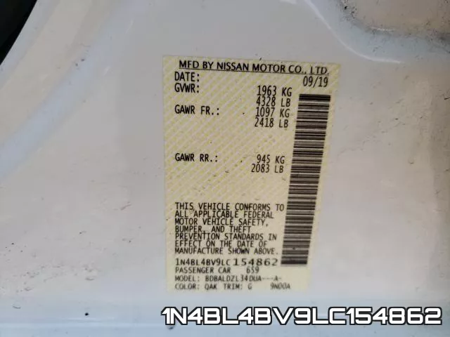 1N4BL4BV9LC154862 фото 2