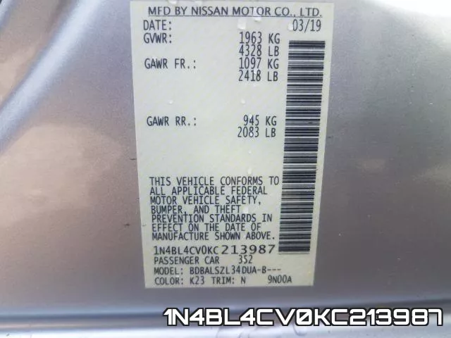 1N4BL4CV0KC213987 фото 2