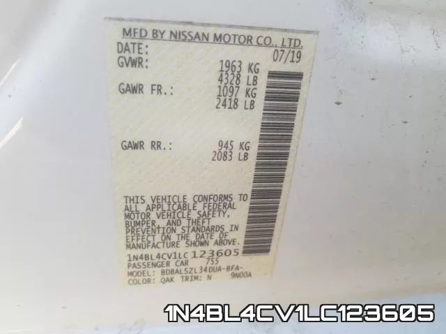 1N4BL4CV1LC123605 фото 2