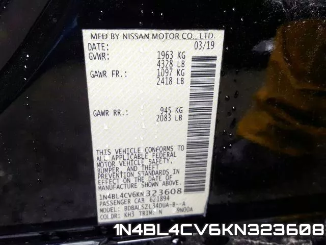 1N4BL4CV6KN323608 фото 2