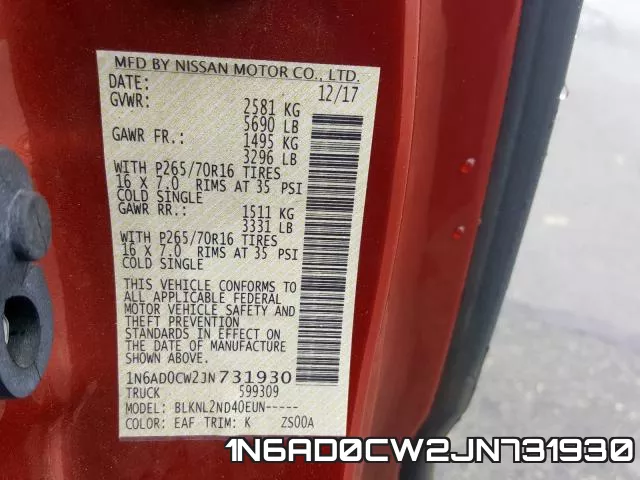 1N6AD0CW2JN731930 фото 2