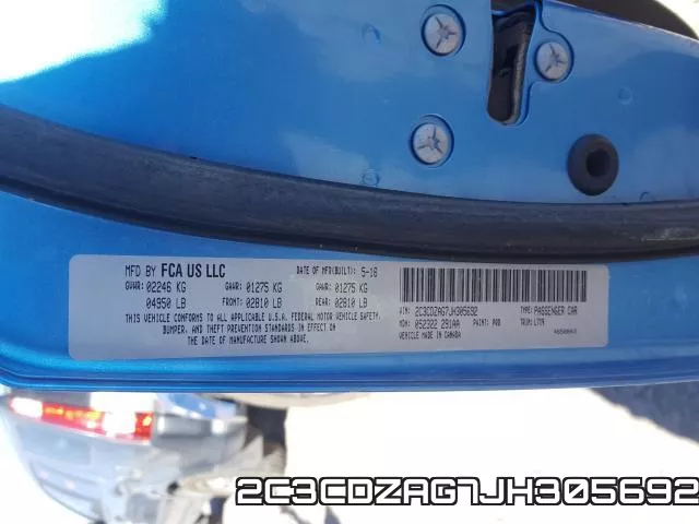 2C3CDZAG7JH305692 фото 2