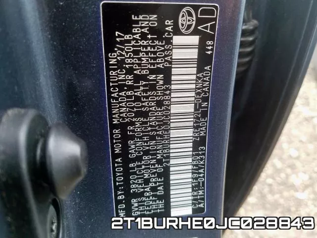 2T1BURHE0JC028843 фото 2