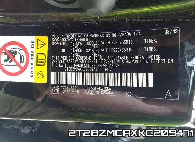 2T2BZMCAXKC209471 фото 10