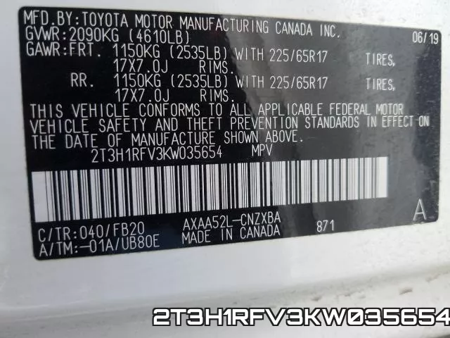 2T3H1RFV3KW035654 фото 2