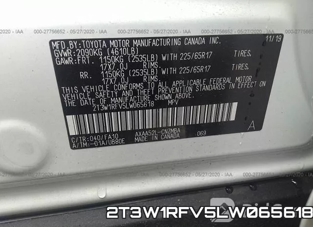 2T3W1RFV5LW065618 фото 10