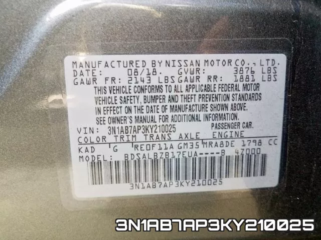 3N1AB7AP3KY210025 фото 2