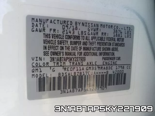 3N1AB7AP5KY227909 фото 2