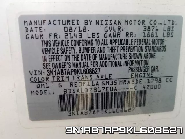 3N1AB7AP9KL608627 фото 2