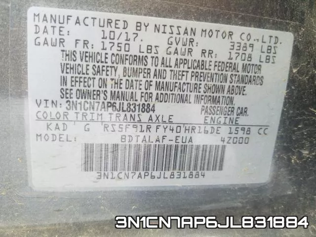 3N1CN7AP6JL831884 фото 2