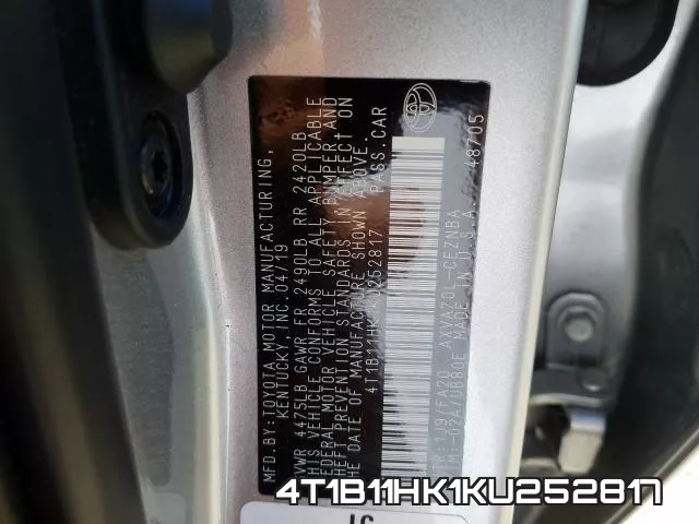 4T1B11HK1KU252817 фото 2