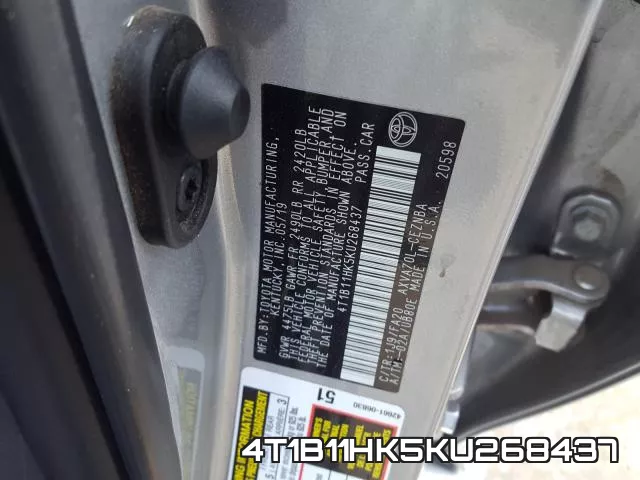 4T1B11HK5KU268437 фото 2