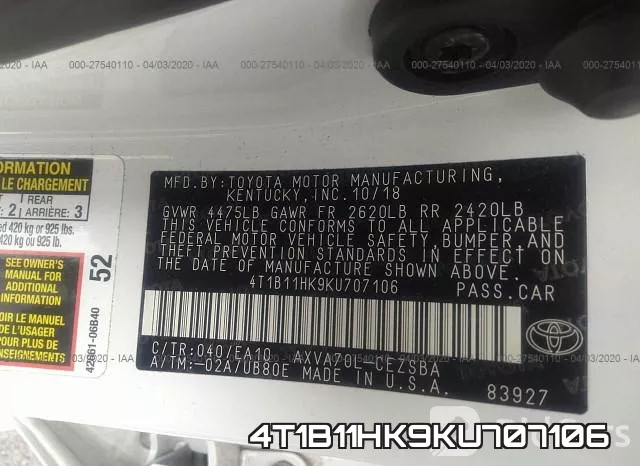 4T1B11HK9KU707106 фото 10