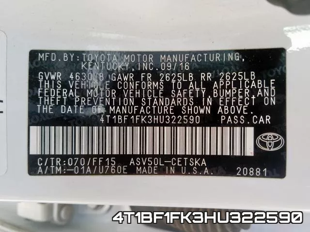 4T1BF1FK3HU322590 фото 2