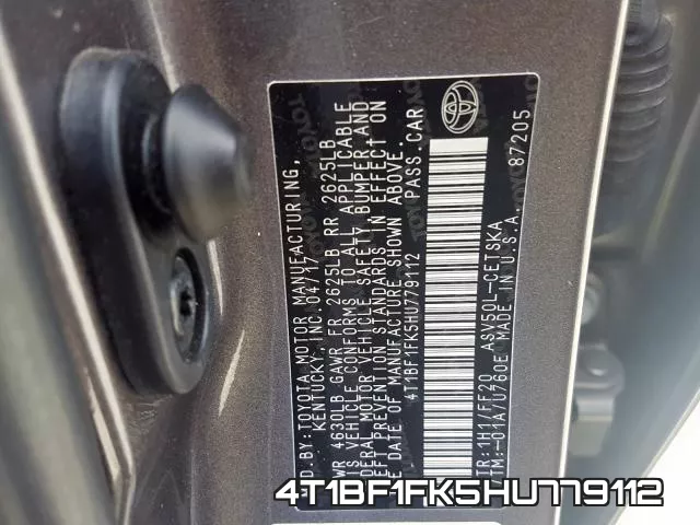 4T1BF1FK5HU779112 фото 2