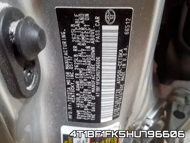 4T1BF1FK5HU796606 фото 2